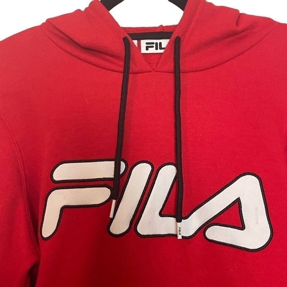 Fila Red Unisex Long Sleeve Hoodie with Kangaroo Pocket Sz. L - Picture 5 of 13